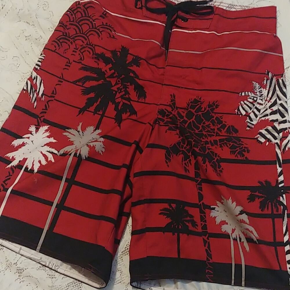 Tony Hawk Swim Trunks Palm Tree Print Beach Medium